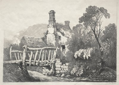 Eine Serie antiker Gebäude und ländlicher Cottages im Norden Englands: In der Nähe von Byland, 1821 von Samuel Prout