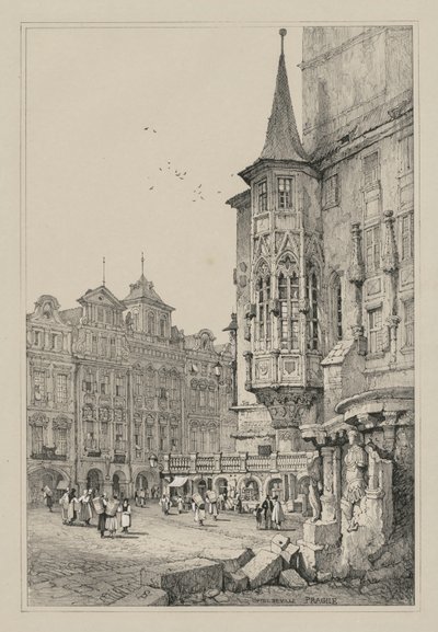 Faksimiles von Skizzen aus Flandern und Deutschland: Rathaus, Prag von Samuel Prout