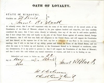 Loyalitätseid von Samuel R. Black aus Missouri, County of St. Louis von Samuel R. Black