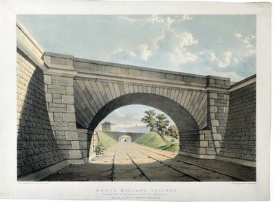 North Midland Railway. Blick auf die New Street Bridge usw. in Belper, Blick nach Süden, um 1840 von Samuel Russell