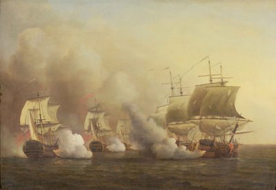 Aktion vor dem Kap der Guten Hoffnung, 9. März 1757 von Samuel Scott