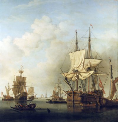 Dänisches Holztransportschiff in der Mündung der Themse nach Gravesend von Samuel Scott