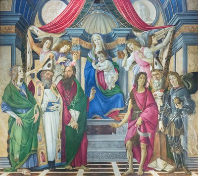 Madonna und Kind auf dem Thron mit Heiligen von Sandro Botticelli