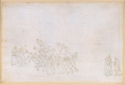 Die Göttliche Komödie, Purgatorio XVIII. Vierter Ring: Vergil legt Dante das Prinzip der Liebe und die Rolle des freien Willens dar; Buße der Trägen von Sandro Botticelli
