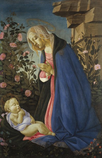 Die Jungfrau, die das schlafende Christkind anbetet von Sandro Botticelli