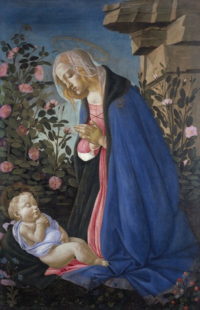 Die Jungfrau, die das schlafende Christuskind anbetet von Sandro Botticelli