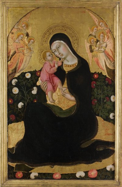 Die Jungfrau und das Kind mit Engeln Madonna der Demut, Mitte des 15. Jahrhunderts von Sano di Pietro