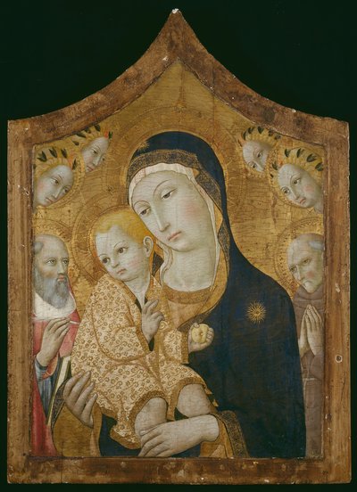Jungfrau und Kind mit den Heiligen Hieronymus, Bernhardin von Siena und Engeln von Sano di Pietro
