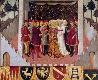 Hochzeitszeremonie eines Adelspaares in Siena (1473) von Sano di also Ansano di Pietro di Mencio Pietro