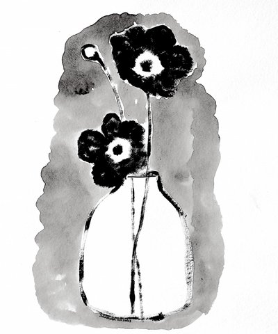 Dunkle Blüten in Vase von Santhosh ch