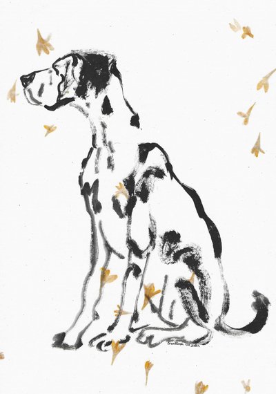 Sanfter Deutsche Dogge und Blumen von Santhosh ch