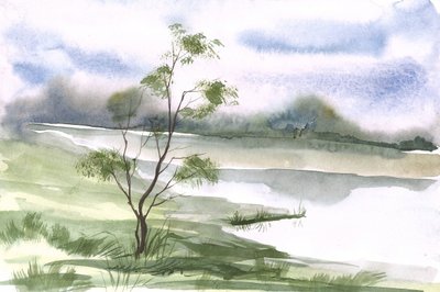 Friedlicher Baum am Seeufer von Santhosh ch