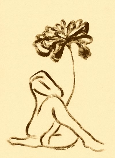 Frau und Lotusblüte von Santhosh ch