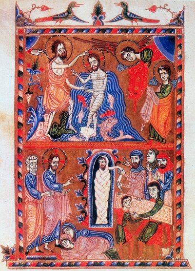 Taufe Jesu und die Auferweckung des Lazarus, 1336 von Sargis Pidsak