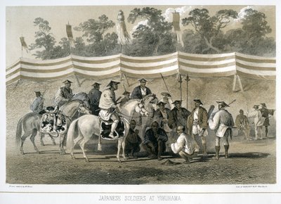 Japanische Soldaten in Yukuhama, Japan, ca. 1845 von Sarony and Co