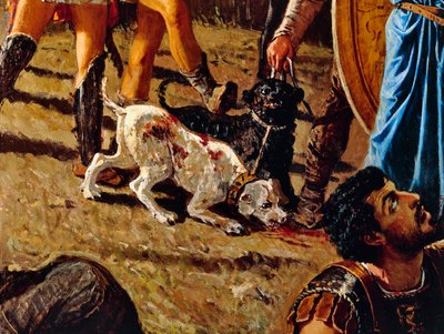 Hunde auf dem Schlachtfeld, Detail aus Der Triumph des Marius, Gemälde von Francesco Saverio Altamura (1822-1897) von Saverio Altamura