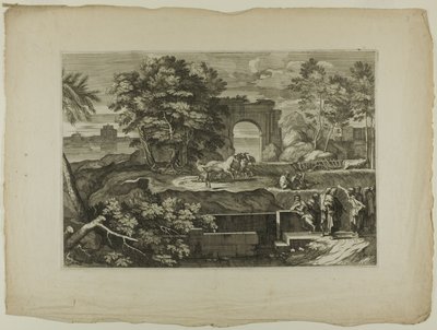Christus und seine Jünger mit einem Triumphbogen in der Ferne von Sébastien Bourdon