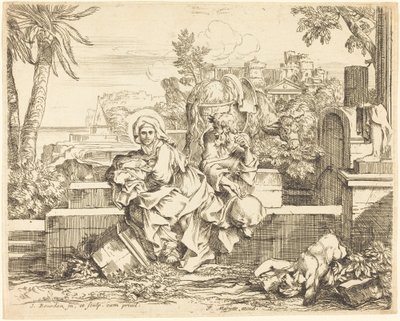 Ruhe auf der Flucht nach Ägypten von Sébastien Bourdon