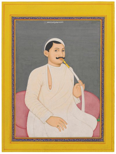 Ein sitzendes Porträt von Ram Chandra Lahiri, Dewan von Cooch Bewar (1829 - 1842), ca. 1840 von School Bengali