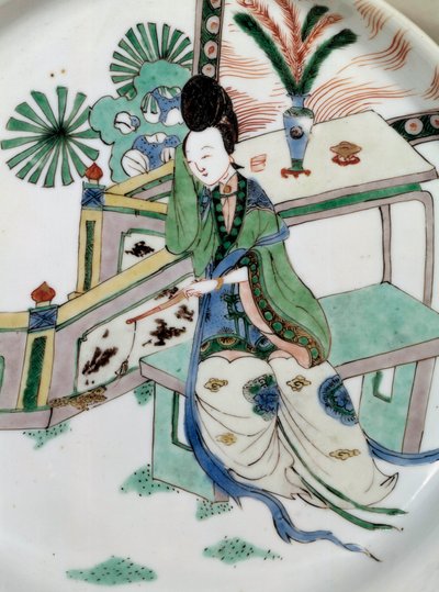Chinesische Kunst: Die Dame ruht auf einer Bank von School Chinese