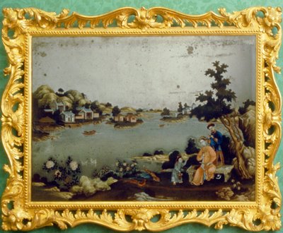 Chinesisches Spiegelgemälde von Landschaft, Musik und Versen von School Chinese