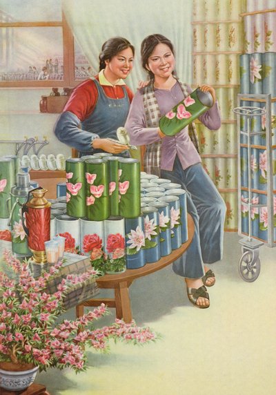 "Blumen der Freundschaft", Propagandaposter aus der Chinesischen Kulturrevolution von School Chinese