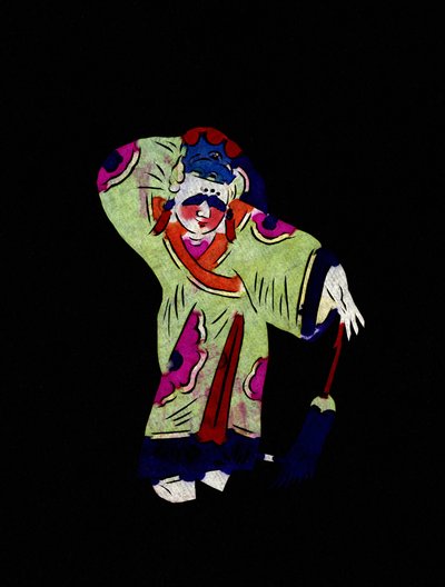 Männlicher Charakter. Bemaltes Papierschnittbild oder "Jian Zhi", chinesische Volkskunst, Peking von School Chinese