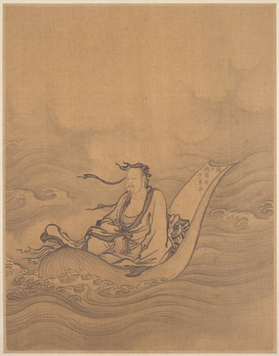 Weiser auf einem Lotusblatt schwebend von School Chinese