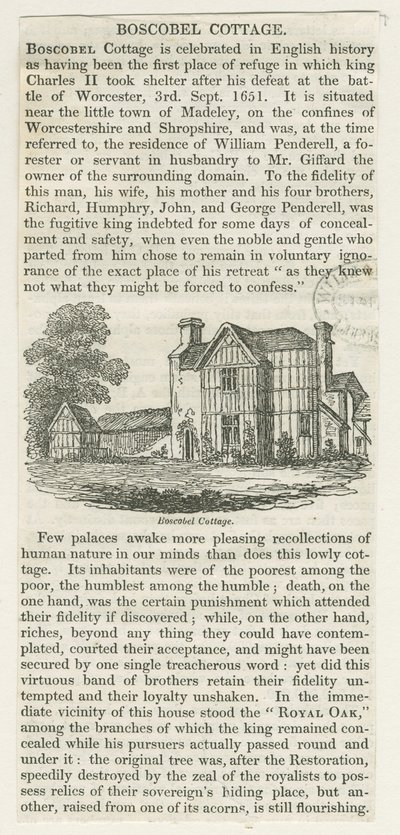 Boscobel House (Holzschnitt) von School English