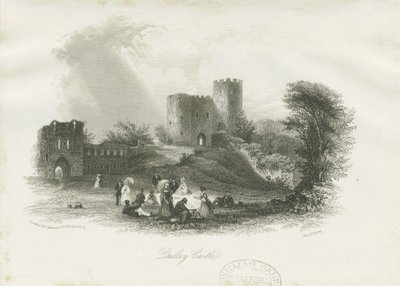Dudley Schloss - Der Bergfried (Stahlstich) von School English