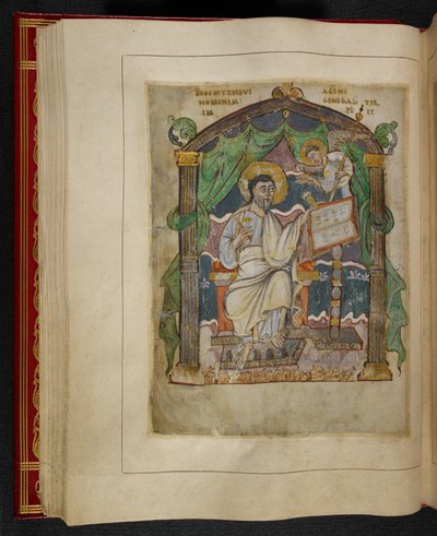 Evangelistenporträt des Heiligen Matthäus aus den Æthelstan-Evangelien (auch bekannt als die Krönungsevangelien) von School English