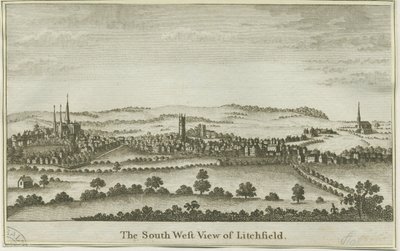 Lichfield - Südwestansicht: Kupferstich, nd [spätes 18. Jh.] (Druck) von School English