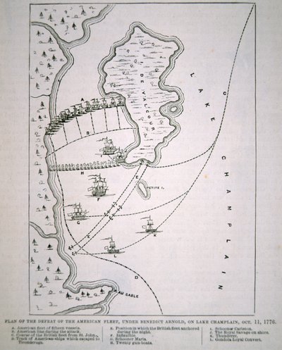 Plan der Niederlage der amerikanischen Flotte auf dem Lake Champlain von School English