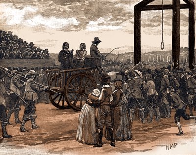 Tyburn während der Herrschaft von König Charles I (Druck) von School English
