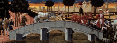 Passagiere überqueren eine Brücke (Detail) von School Florentine