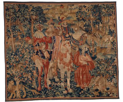 Wandteppich, Alexander und Diogenes, spätes 15. bis frühes 16. Jahrhundert von School Franco Flemish