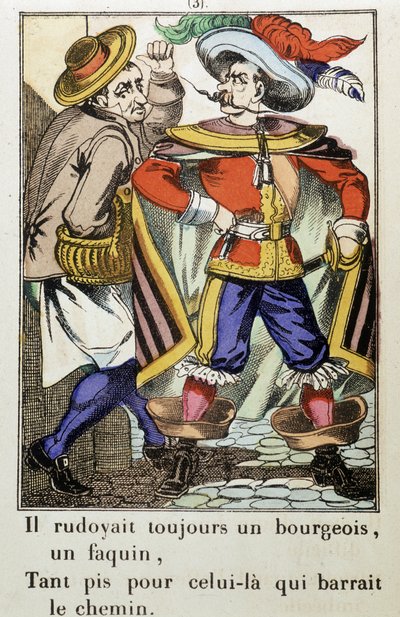 Kapitän Fracasse: „Er hat immer einen Bürger gerügt...“ Roman von Théophile Gautier (1811-1872) - Bild von Epinal von School French