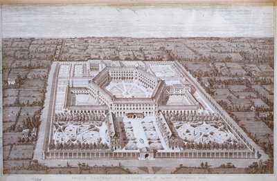 Ansicht des Frauengefängnisses von Rennes, entworfen von Architekt Alfred Normand, veröffentlicht von Intime-Club, Paris von School French