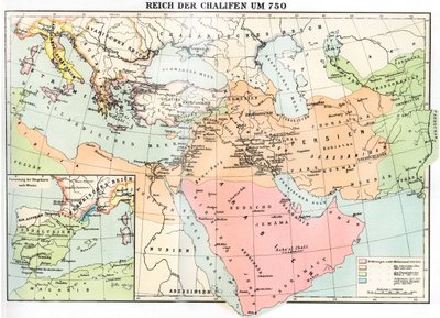 Karte des Kalifatsreiches im Jahr 750, aus 