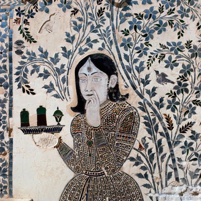 Einlegearbeit mit einer Figur eines Dieners, Palast von Sawai Jai Singh II (1699-1744) von School Indian