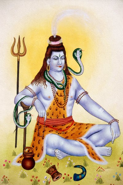 Herr Shiva Shanker Miniaturmalerei auf Papier von School Indian
