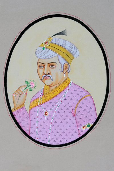 Miniaturmalerei von Mughal-Kaiser Akbar von School Indian