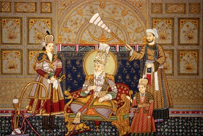 Miniaturmalerei des Mogulkaisers Shah Jahan auf Papier von School Indian