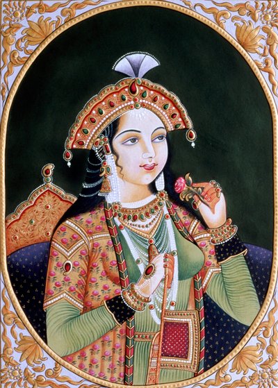 Miniaturmalerei auf Papier von Prinzessin Mumtaz Mahal, Ehefrau des Mogulkaisers Shah Jahan von School Indian