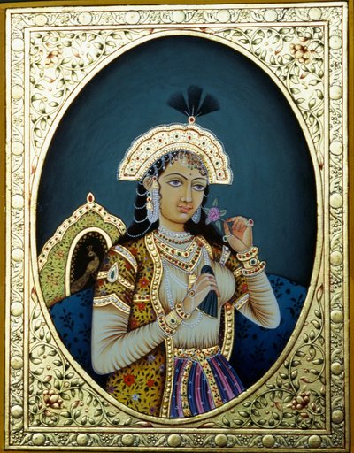Mogulprinzessin Mumtaz Mahal Miniaturmalerei auf Papier von School Indian