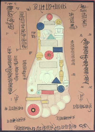 Tantrisches Diagramm des rechten Fußes von School Indian