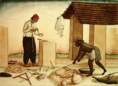 Arbeiter beim Hausbau von School Indian