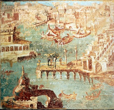Hafen von Pozzuoli nahe Neapel. Museo Nazionale de Naples von School Italian