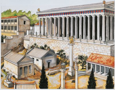 Rekonstruktion des Apollo-Heiligtums, Delphi, 8. bis 3. Jahrhundert v. Chr. von School Italian