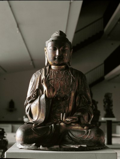 Sitzender Buddha in Lalitasana-Position - Skulptur, Kamakura-Periode (1185-1333) von Japanese School